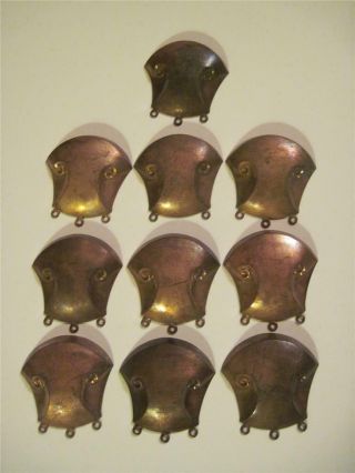 Vtg Art Deco Helmet Shield Spacer Brass Findings Stampings 1 1/2 "