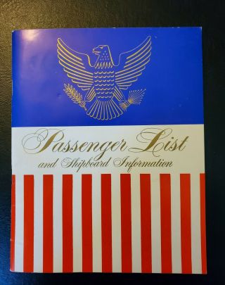Vintage Ss United States Lines First Class Passenger List - March 1969