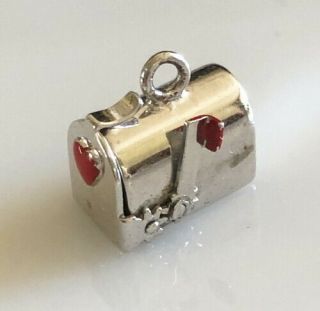 Vintage Sterling Silver Enamel Opening Mail Box Charm