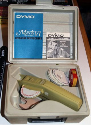 Vintage 1970s Dymo Label Maker Kit M - 6 Box 1970 