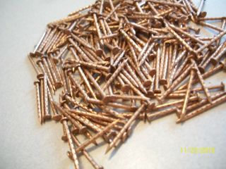100 Vintage 3/4 " X 1/16 " Gold? - Copper Plated Steel Brad Nails - Escutcheon Pins