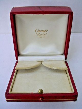 Antique Red Leather Cartier Box For Screw Back Or Clip Earrings