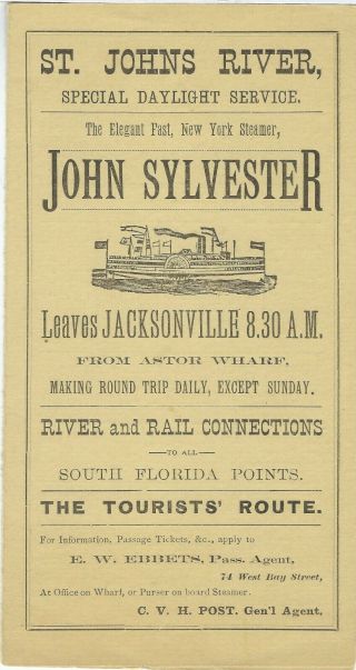 Early Florida Brochure St Johns River Steamboat Service John Sylvester Rolleston