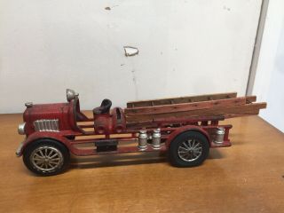 Antique Hubley Red Cast Iron Vintage Fire Truck