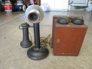 Antique 1908 Western Electric Candlestick Telephone All