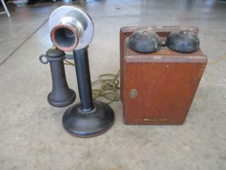 Antique 1908 Western Electric Candlestick Telephone All 2