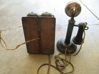 Antique 1908 Western Electric Candlestick Telephone All 3