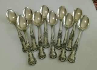 Set Of 10 Antique Sterling Silver Gorham Buttercup Demitasse Spoons 1899