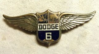 1928 Dodge Brothers Victory 6 Winged Enamel Radiator Badge Emblem Fox