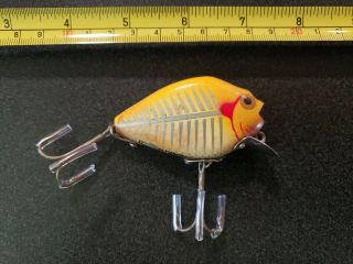 Vtg.  Heddon Punkinseed Fishing Lure 1940 Early 2 Piece Hardware Yellow Shore