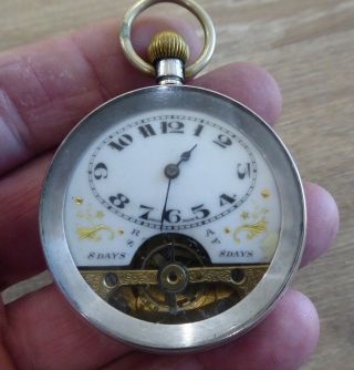 Quality Antique Hebdomas Style Solid Silver Pocket Watch -