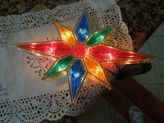 Vintage Christmas Lighted Star Tree Topper Multi Color - Plastic - 10 " High