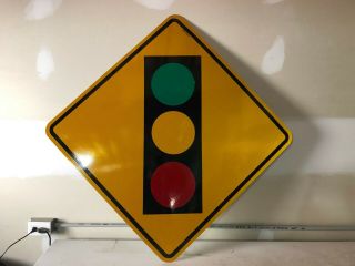 Stop Light Ahead Authentic Large 36 " X 36 " Road Street Sign Vintage Highway