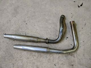 Vintage Harley Ironhead Sportster Exhaust Pipes With Mufflers Chopper Bobber