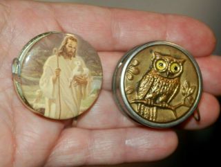 Vintage Sewing Measuring Tapes Owl And Jesus With Lamb