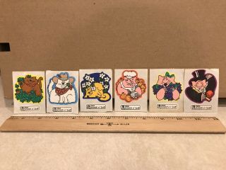 6 Vintage 1980’s Trend Matte Scratch And Sniff Pig & Cat Stickers Pre - Owned