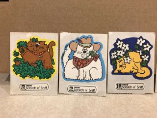 6 Vintage 1980’s Trend Matte Scratch and Sniff PIG & CAT Stickers Pre - owned 2