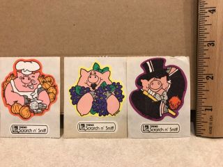6 Vintage 1980’s Trend Matte Scratch and Sniff PIG & CAT Stickers Pre - owned 3
