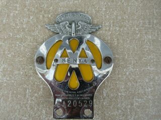 Aa Badge.  Rare East Africa Kenya.  Motorcycle Size.  Convex Style 50 