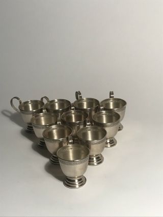 Sterling Silver Espresso Cups.  Set Of 10.  Total 260g.