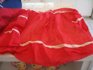 Cute Vintage Sheer Red Apron With White Lace Trim & Pocket Valentines Christmas
