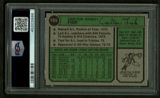 1974 Topps 105 - CARLTON FISK (HOF) - Boston Red Sox - PSA 8 NM - MT 2