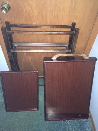 Antique Mahogany Butler’s Tray Table.  Collapsible Tray.  Two Trays. 3
