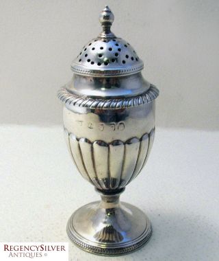 Georgian Antique Solid Silver English George Iii Pepper Pounce Pot Shaker Caster