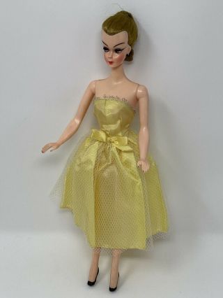 Vintage Barbie Clone Size Doll Clothes Outfit Yellow Taffeta Tulle Dress