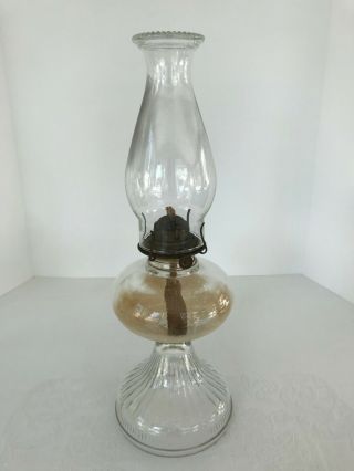 Vintage Eagle Brand Clear Glass Kerosene Oil Lamp
