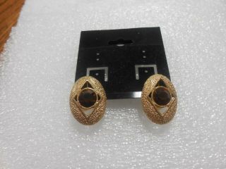 VINTAGE SARAH COVENTRY STARBURST 1975 FAUX TOPAX & GOLD TONE EARRINGS 3