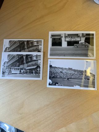 1948 4 Vintage Photographs Trolley San Francisco Seals Baseball California Photo