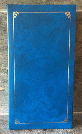 Vintage Blue Photo Album Retro Gold Embossing Faux Leather Retro Kitsch Holds 50