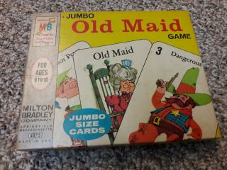 Vintage 1968 Jumbo Old Maid Card Game Milton Bradley Co.  4875 Complete 39 Cards