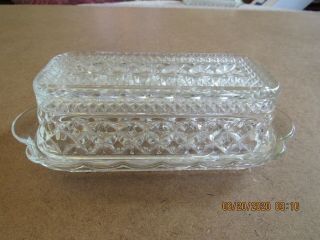 Vintage Clear Pressed Glass Covered Butter Dish