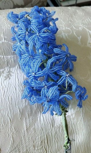 Vintage handmade French Beaded Flower.  Hyacinth. 2