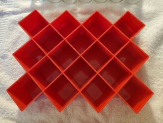 Vintage COPCO Red Plastic SPICE RACK Mid Century Geometric Honeycomb 2