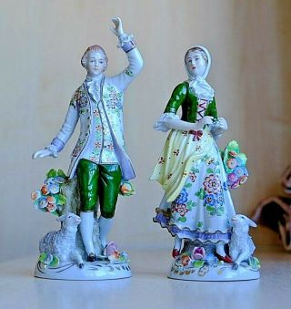 A Antique Early 20th Cent Sitzendorf Dresden German Porcelain Figures