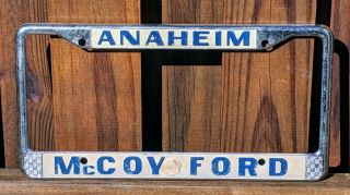 Vintage Metal Mccoy Ford Anaheim California Dealer License Plate Frame Ca