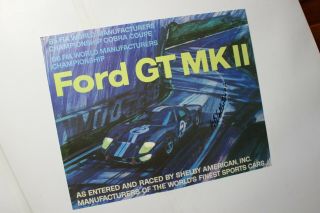 1965 1966 Signed Carroll Shelby Ford Gt Mk Ii Race Poster 2nd Version Saac Gt40