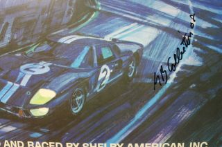 1965 1966 Signed Carroll Shelby Ford GT MK II Race Poster 2nd Version SAAC GT40 2