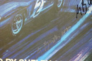 1965 1966 Signed Carroll Shelby Ford GT MK II Race Poster 2nd Version SAAC GT40 3