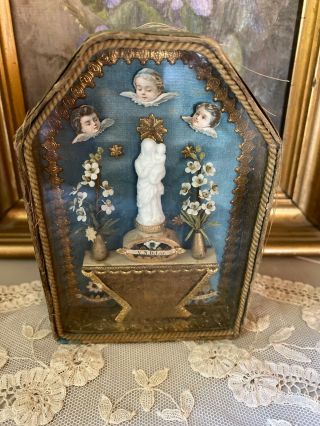 Miniature Antique 19th Century French Devotional Prayer Box - For Antique Doll