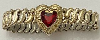 Vintage Sweetheart Expansion Bracelet Ruby Red Heart