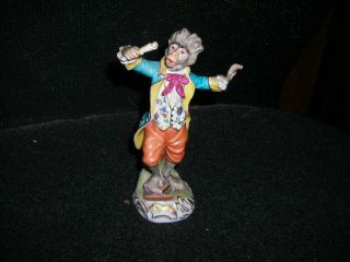 Antique Late 19th C.  Dreden Monkey Band Figurine Conductor 7 " Tall