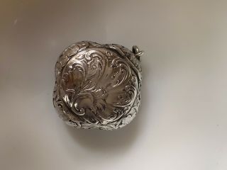 French Solid Silver Chatelaine Pill Snuff Box Rococo Victorian Pendant Nouveau