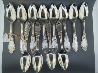 Scarce Set Of 12 Early American Coin Silver Spoons Pat 