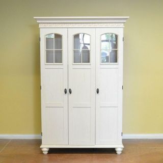 Christopher Lowell Shore Computer Armoire,  Antiqued White