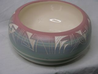 Vtg Ute Mountain Navajo Native American Indian Pottery Bowl,  Signed By Silas