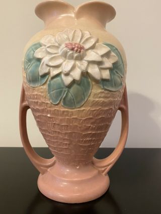 Vintage Hull Art Pottery,  2 Handle Vase,  L - 13 - 10 1/2 " Vase.
